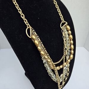 Vintage Talbots Multi Strand Gold & Crystal Necklace